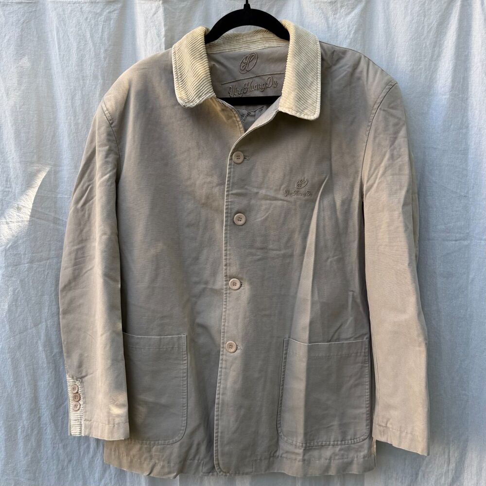 Vintage Ying Huang Du Khaki Canvas Chore Jacket - Corduroy Collar